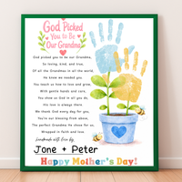 God Picked You to Be Our Grandma Handprint Craft Printable | Christian Mother’s Day Gift for Grandma | Flower Keepsake from Grandkids | Faith Based Grandma Gift