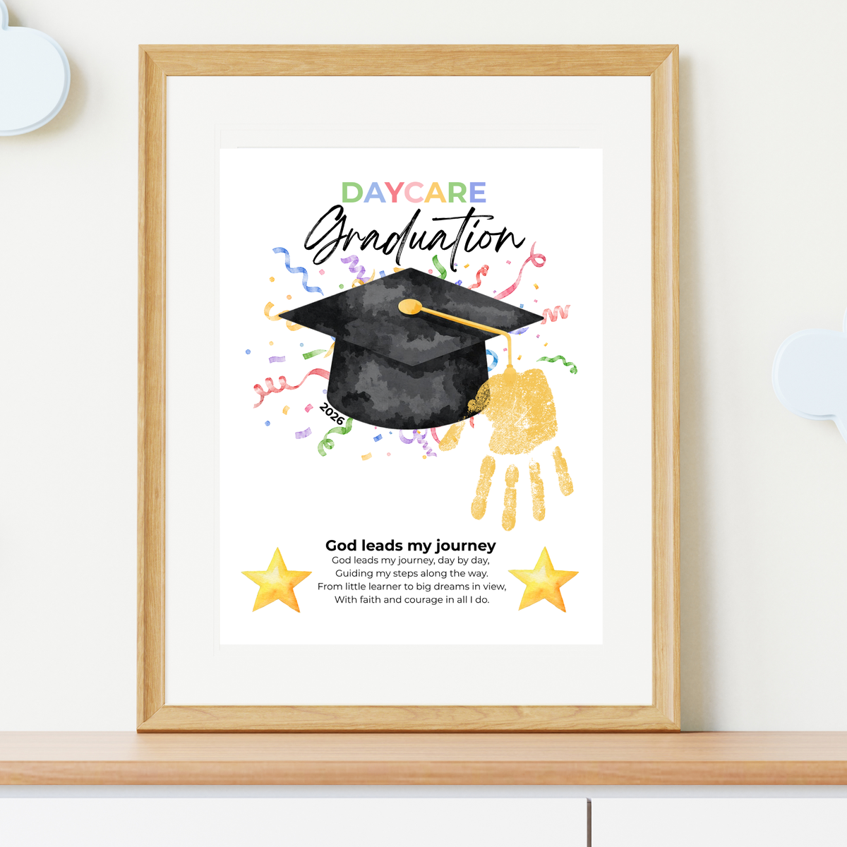 Daycare Graduation Handprint Craft Printable, Christian Graduation Keepsake for Kids, God Leads My Journey, Preschool Graduation Activity, Instant Download