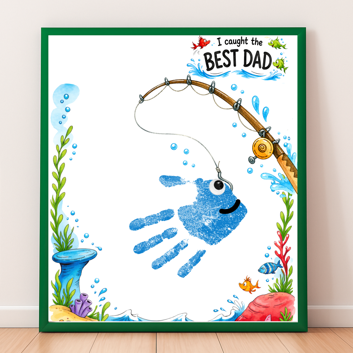 Fishing Dad Handprint Craft Printable | Father’s Day & Birthday Gift from Kids | I Caught the Best Dad Keepsake | Preschool DIY PDF