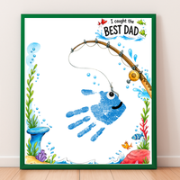 Fishing Dad Handprint Craft Printable | Father’s Day & Birthday Gift from Kids | I Caught the Best Dad Keepsake | Preschool DIY PDF