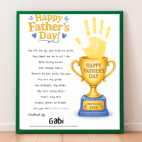 Father’s Day Trophy Handprint Craft Printable | Best Dad Ever Keepsake | Kids DIY Gift for Dad | Preschool Father’s Day Activity