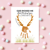 God Picked Me Father’s Day Handprint Craft Printable | Christian Dad Keepsake from Kids | Deer Handprint Art | Faith-Based Preschool DIY Printable