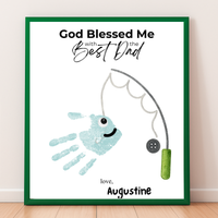 Christian Father’s Day Handprint Craft | God Blessed Me with the Best Dad Printable | Dad Birthday Gift from Kids | Fishing Keepsake DIY