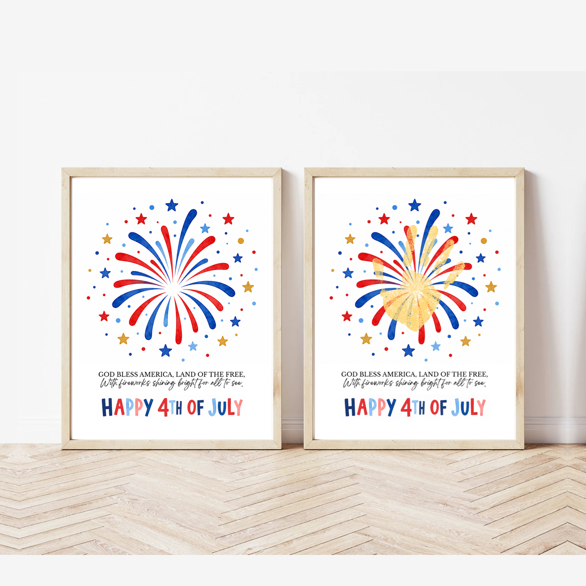 Happy 4th of July Firework Handprint Craft Printable | Patriotic Fireworks Handprint Art | Independence Day Keepsake Activity for Kids