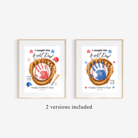 Baseball Father's Day Handprint Craft Printable | I Caught the Best Dad | Baseball Keepsake Gift from Kids | Sports Handprint Art for Dad