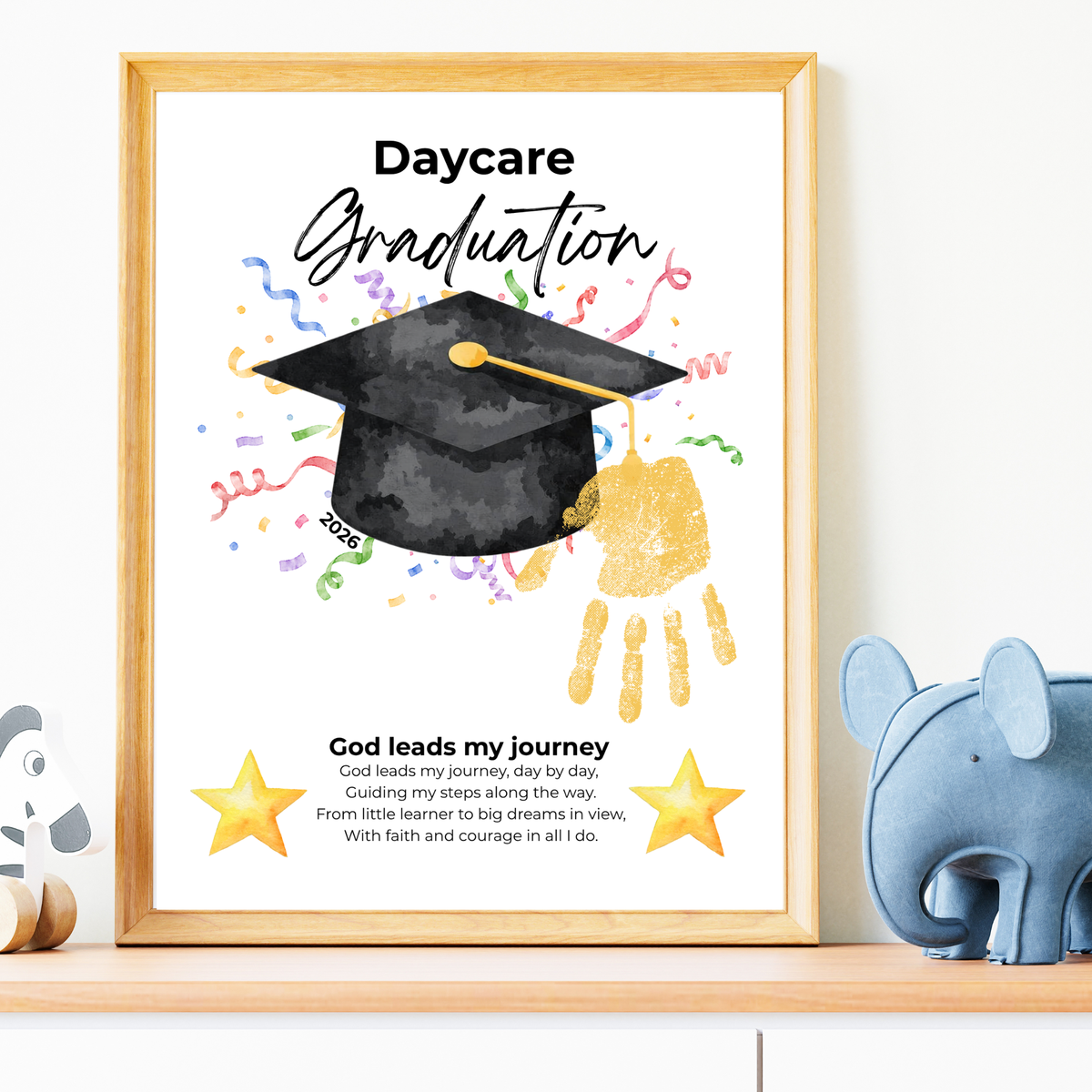 Daycare Graduation Handprint Craft Printable, Christian Graduation Keepsake for Kids, God Leads My Journey, Preschool Graduation Activity, Instant Download