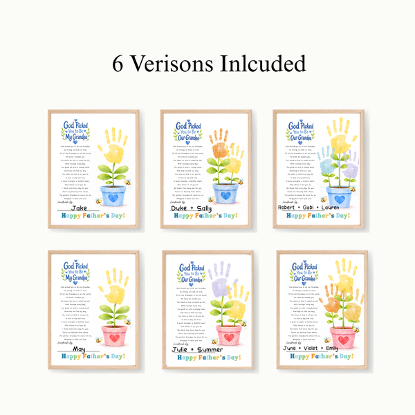 God Picked You to Be Our Grandpa Handprint Craft Printable | Christian Father’s Day Gift for Grandpa | Handprint Flower Keepsake from Grandkids