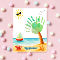 Summer Palm Tree Handprint Craft Printable | Beach Handprint Art for Kids | Summer Keepsake Activity | Preschool Kindergarten Daycare Craft