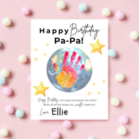 PaPa Birthday Handprint Craft Printable | Happy Birthday Pa-Pa Keepsake from Kids | Grandpa Birthday Gift | 1 or 2 Handprints | Kids DIY Art PDF