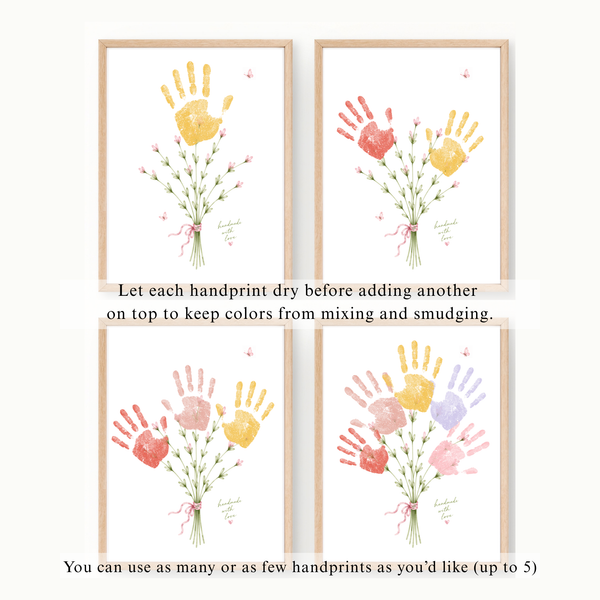 Mother’s Day Handprint Flower Craft Printable | Mom Grandma Aunt Keepsake Gift | Birthday & Valentine’s Day Handprint Bouquet | Preschool DIY Printable