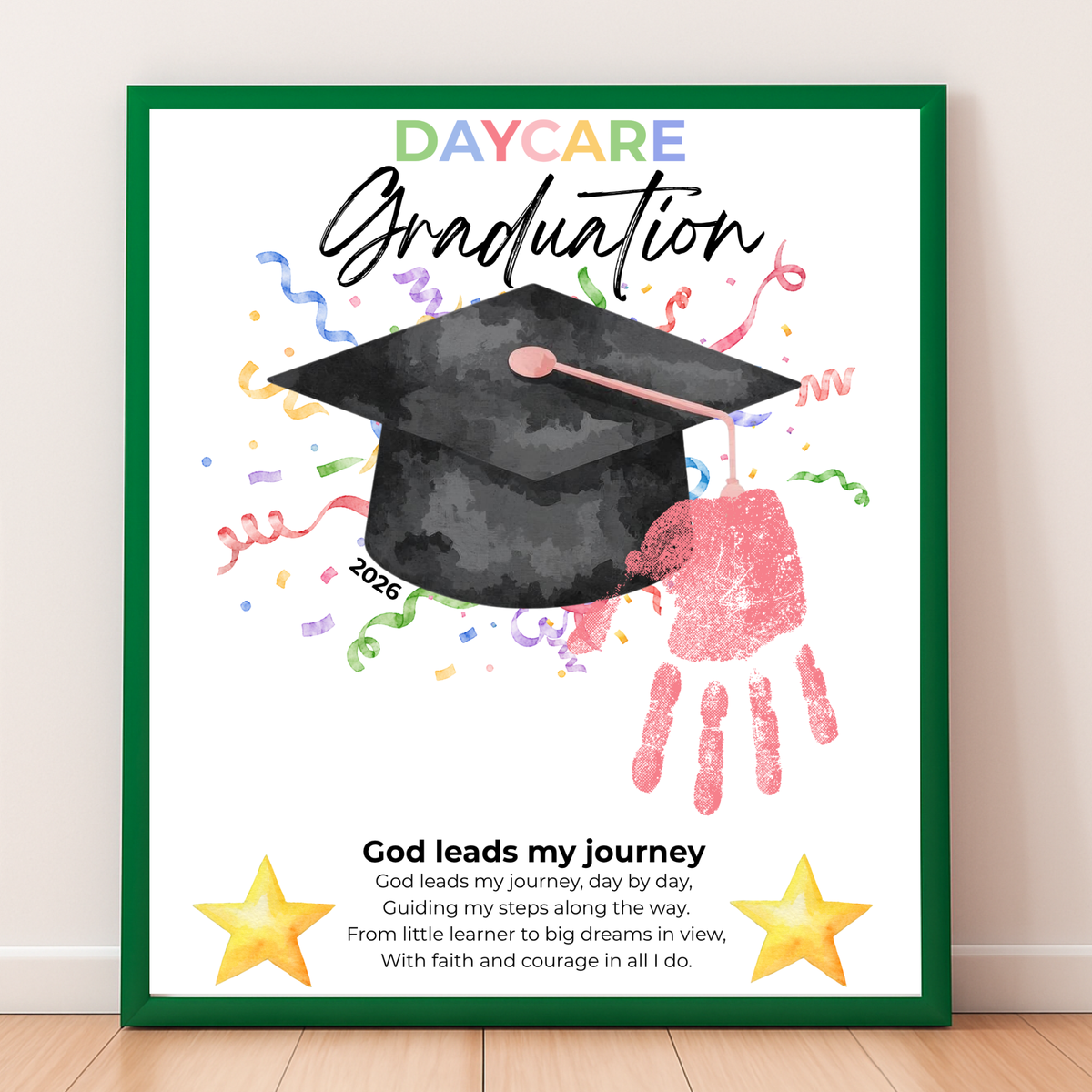 Daycare Graduation Handprint Craft Printable, Christian Graduation Keepsake for Kids, God Leads My Journey, Preschool Graduation Activity, Instant Download