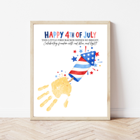 Happy 4th of July Firecracker Handprint Craft Printable | Patriotic Firecracker Handprint Art | Independence Day Keepsake Activity for Kids