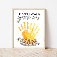 Christian Campfire Handprint Craft Printable | God's Love Lights the Way | Fall & Summer Camp Keepsake | VBS Church Craft for Kids