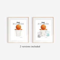 Basketball Father's Day Handprint Craft Printable | Dad You Are a Slam Dunk | Sports Keepsake Gift from Kids | Basketball Handprint Art