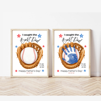 Baseball Father's Day Handprint Craft Printable | I Caught the Best Dad | Baseball Keepsake Gift from Kids | Sports Handprint Art for Dad