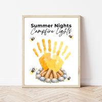 Summer Campfire Handprint Craft Printable | Summer Nights Campfire Lights | Summer Keepsake Activity for Kids | Campfire Handprint Art