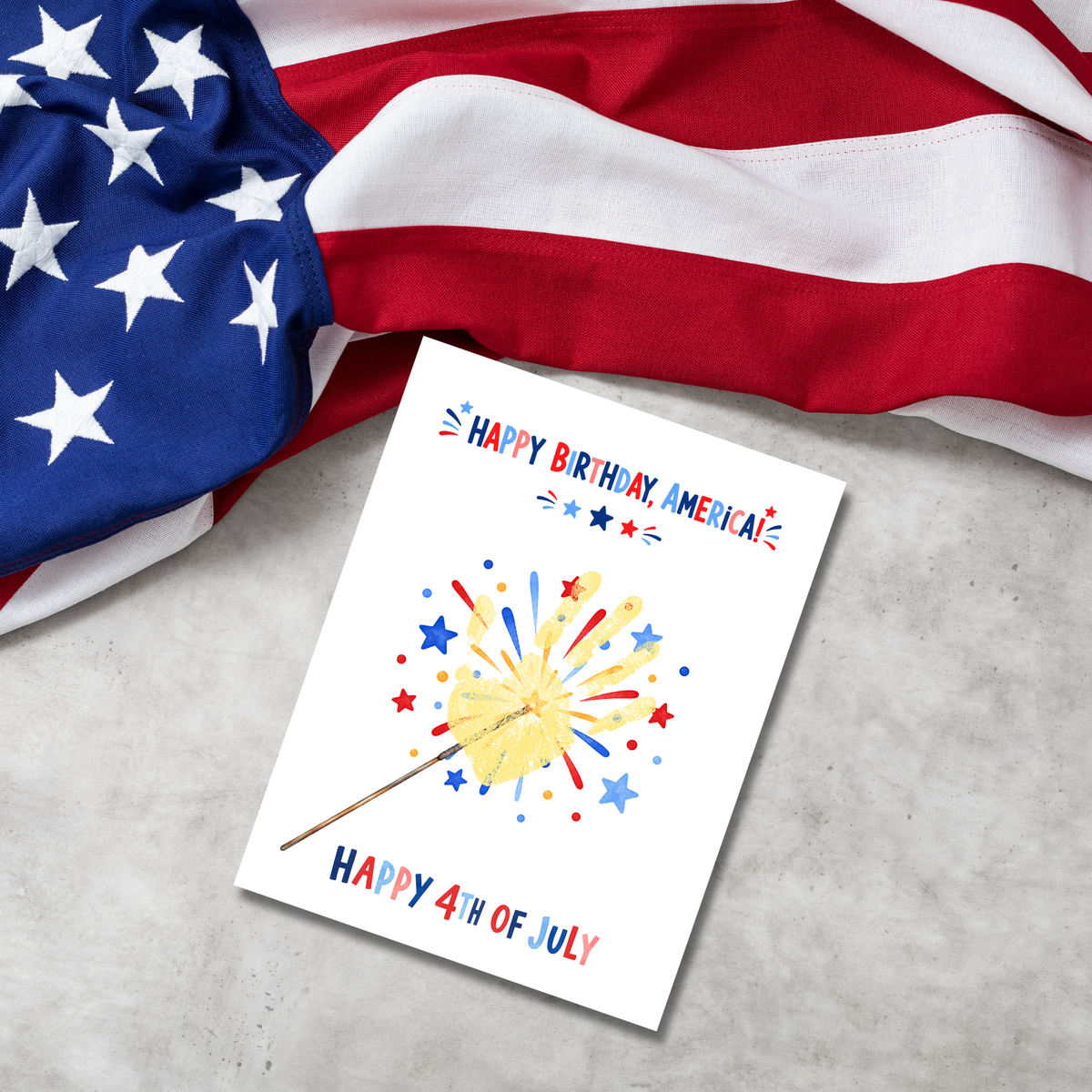 4th of July Handprint Craft for Kids | Patriotic Preschool & Kindergarten Activity | Happy Birthday America Printable