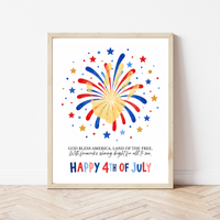 Happy 4th of July Firework Handprint Craft Printable | Patriotic Fireworks Handprint Art | Independence Day Keepsake Activity for Kids