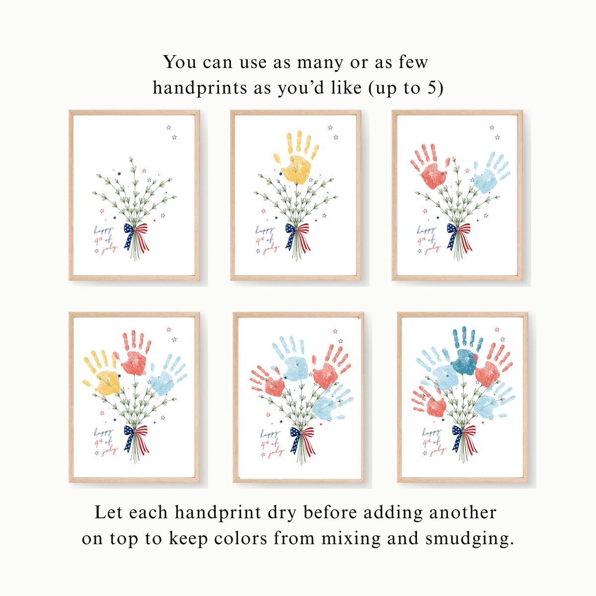 Patriotic Handprint Bouquet Craft Printable | 4th of July Handprint Flowers | Happy Independence Day Keepsake | America 250 Kids Activity