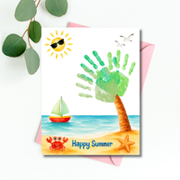 Summer Palm Tree Handprint Craft Printable | Beach Handprint Art for Kids | Summer Keepsake Activity | Preschool Kindergarten Daycare Craft