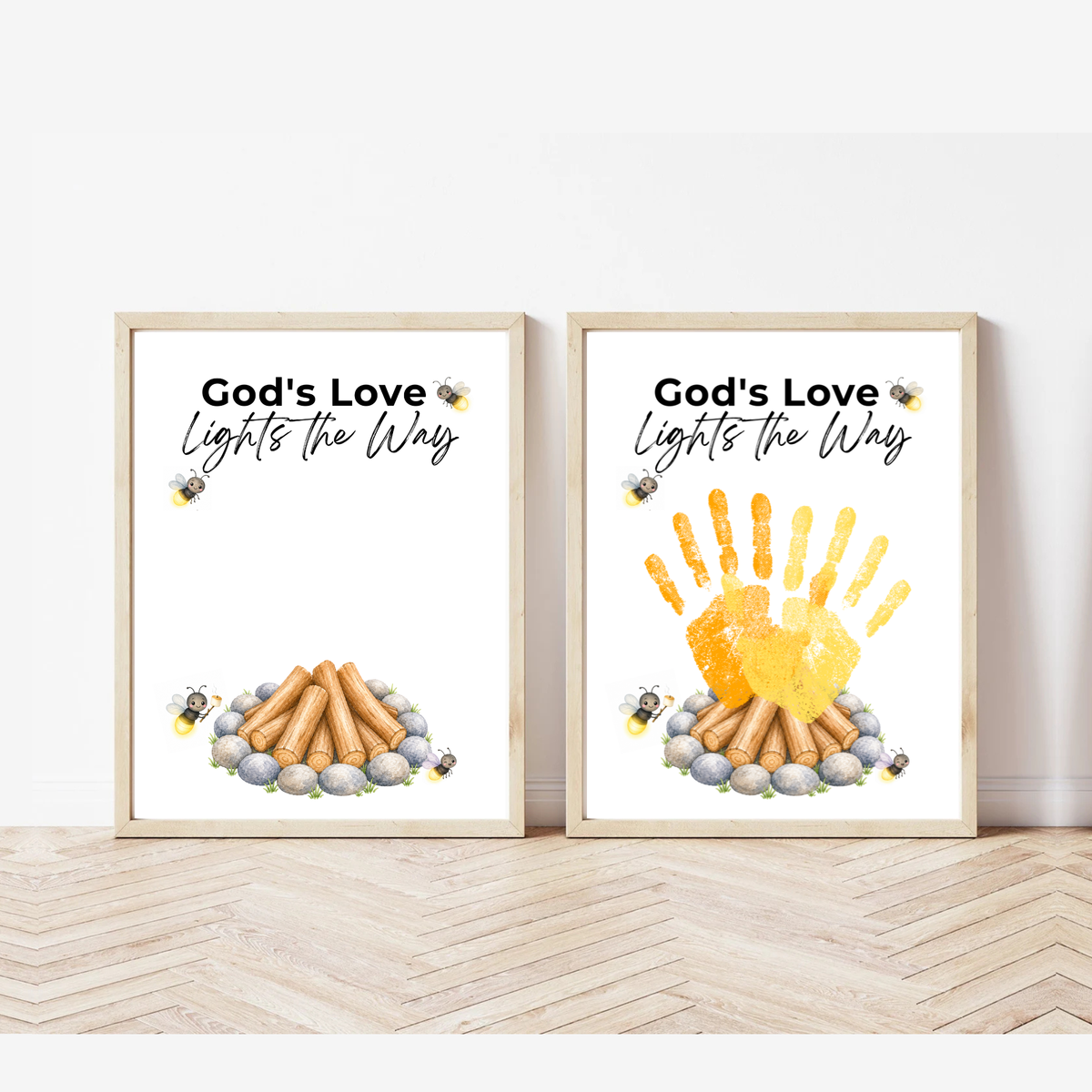 Christian Campfire Handprint Craft Printable | God's Love Lights the Way | Fall & Summer Camp Keepsake | VBS Church Craft for Kids
