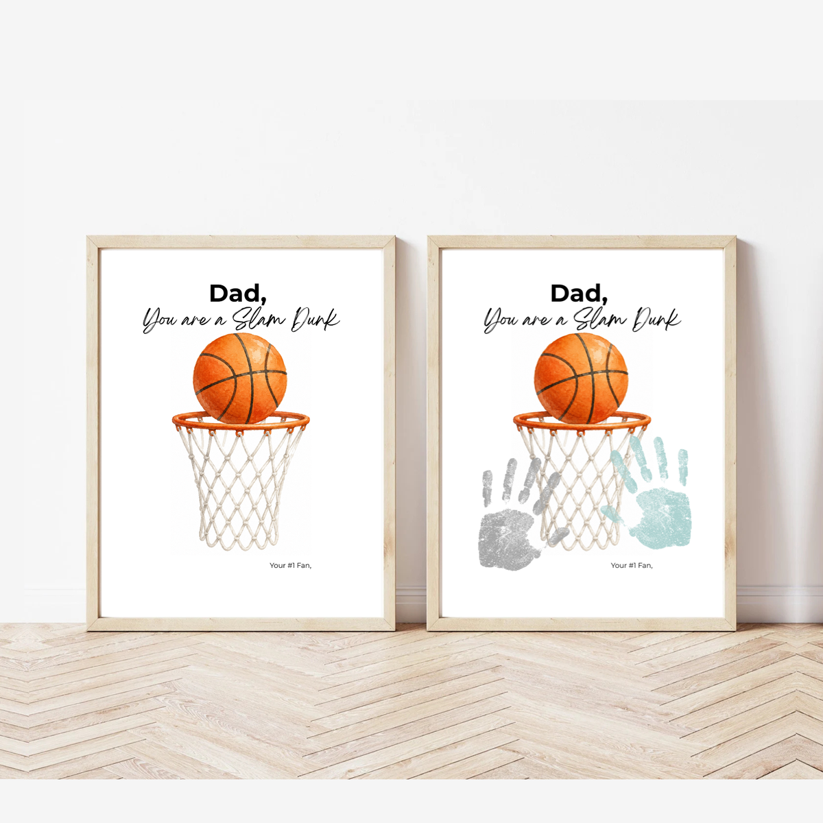 Basketball Father's Day Handprint Craft Printable | Dad You Are a Slam Dunk | Sports Keepsake Gift from Kids | Basketball Handprint Art