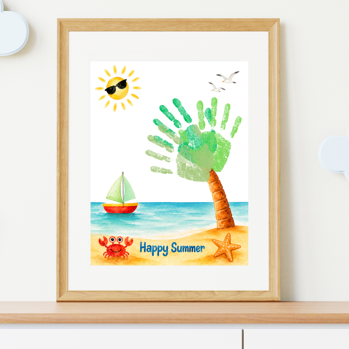 Summer Palm Tree Handprint Craft Printable | Beach Handprint Art for Kids | Summer Keepsake Activity | Preschool Kindergarten Daycare Craft
