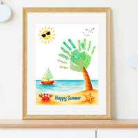Summer Palm Tree Handprint Craft Printable | Beach Handprint Art for Kids | Summer Keepsake Activity | Preschool Kindergarten Daycare Craft