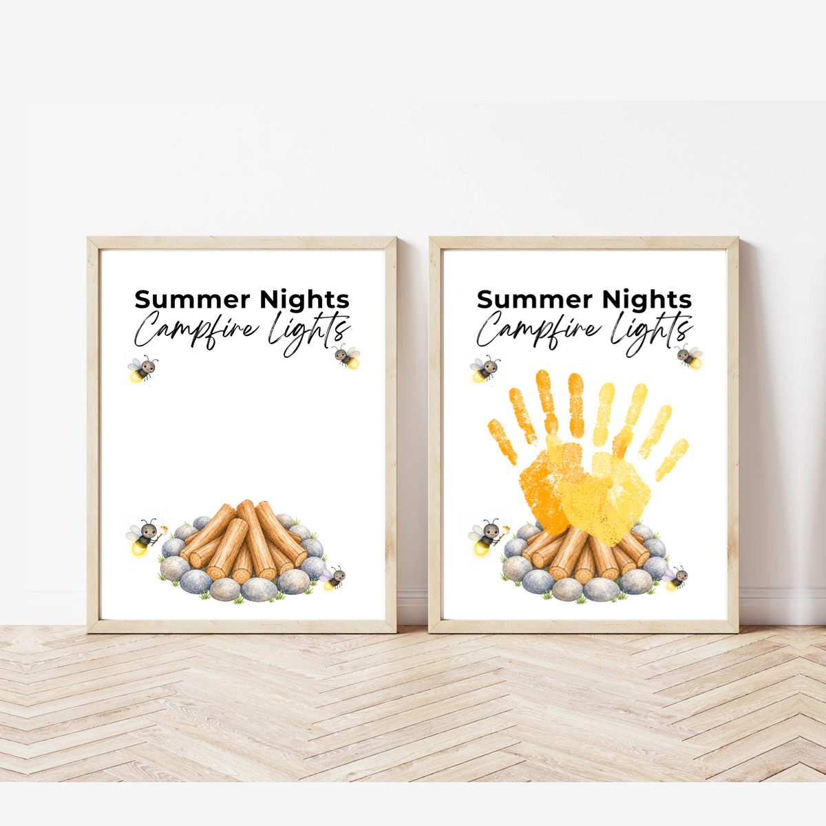 Summer Campfire Handprint Craft Printable | Summer Nights Campfire Lights | Summer Keepsake Activity for Kids | Campfire Handprint Art