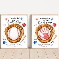 Baseball Father's Day Handprint Craft Printable | I Caught the Best Dad | Baseball Keepsake Gift from Kids | Sports Handprint Art for Dad