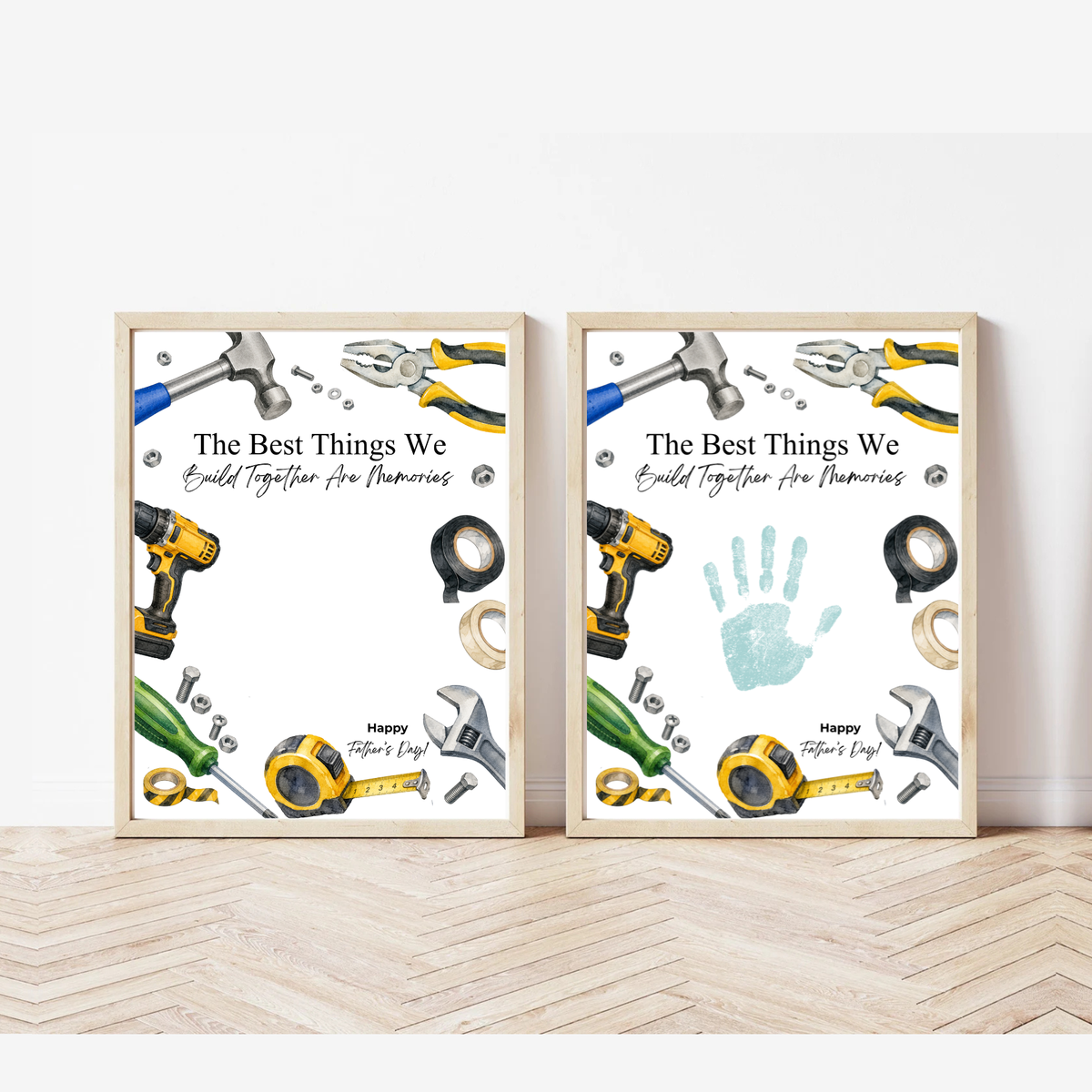 Father Figure Handprint Craft Printable | The Best Things We Build Together Are Memories | Tool-Themed Keepsake Gift from Kids | DIY Father's Day Craft
