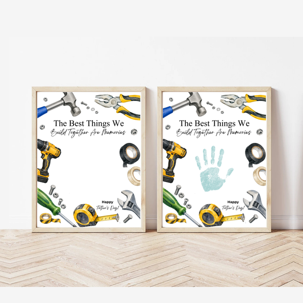 Father Figure Handprint Craft Printable | The Best Things We Build Together Are Memories | Tool-Themed Keepsake Gift from Kids | DIY Father's Day Craft