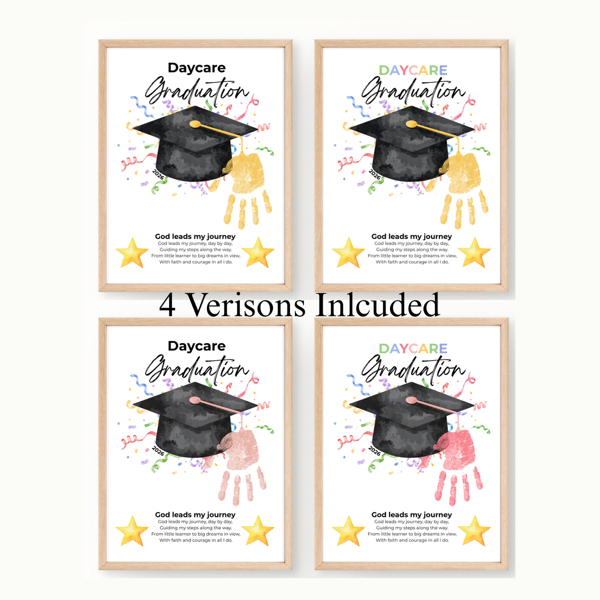 Daycare Graduation Handprint Craft Printable, Christian Graduation Keepsake for Kids, God Leads My Journey, Preschool Graduation Activity, Instant Download