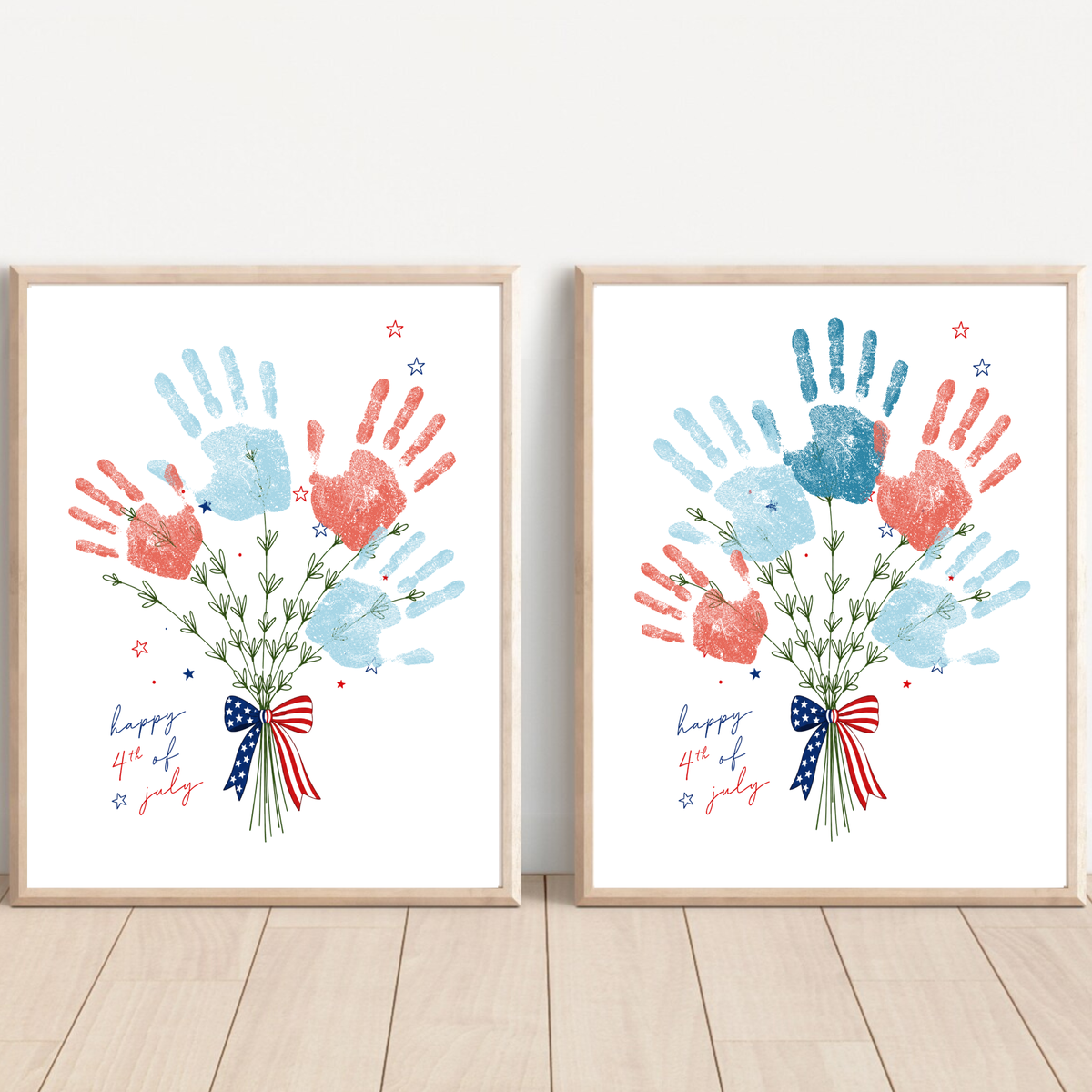 Patriotic Handprint Bouquet Craft Printable | 4th of July Handprint Flowers | Happy Independence Day Keepsake | America 250 Kids Activity