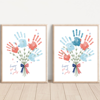 Patriotic Handprint Bouquet Craft Printable | 4th of July Handprint Flowers | Happy Independence Day Keepsake | America 250 Kids Activity