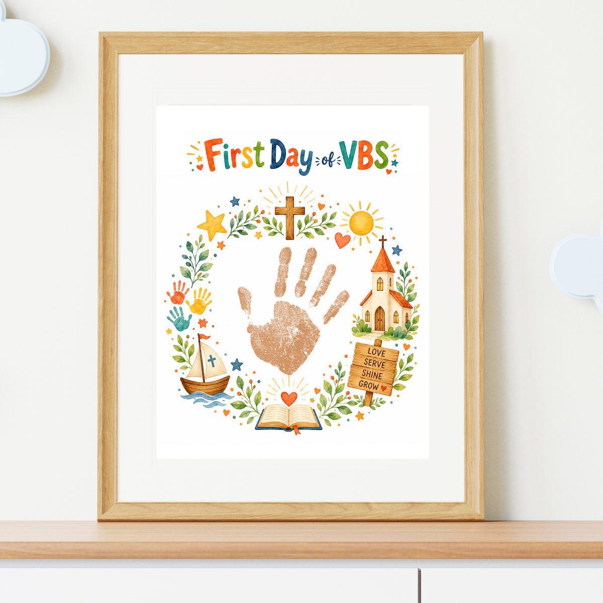 First Day of VBS Handprint Craft Printable | Vacation Bible School Keepsake | Christian Summer Church Activity