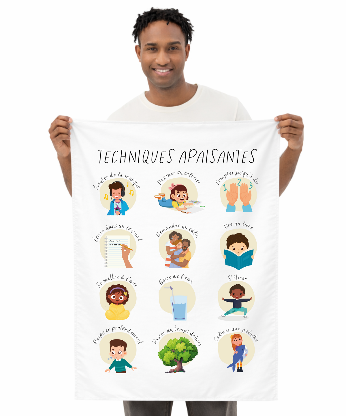 French Calming Techniques Wall Tapestry – Emotional Regulation & Language Learning Support