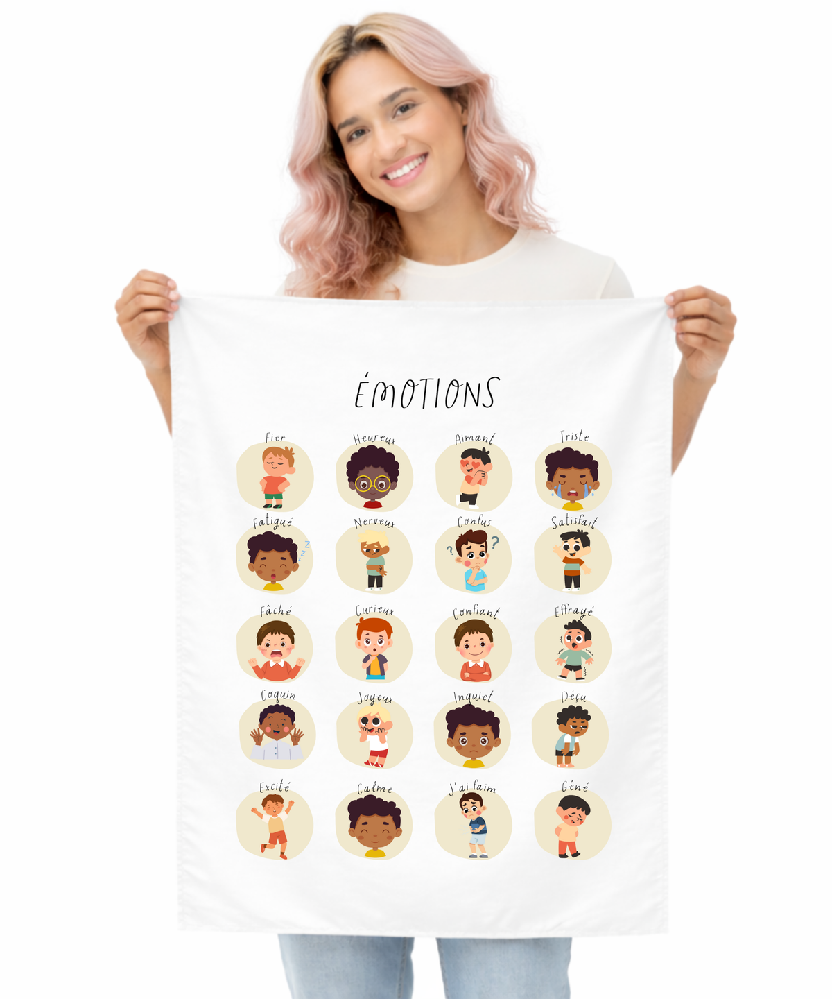 French Feelings Wall Tapestry (Male) – Emotional Awareness & Language Learning Support