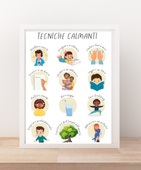 Italian Calming Techniques Poster | Emotional Regulation Chart for Kids | Educational Classroom & Home Wall Art
