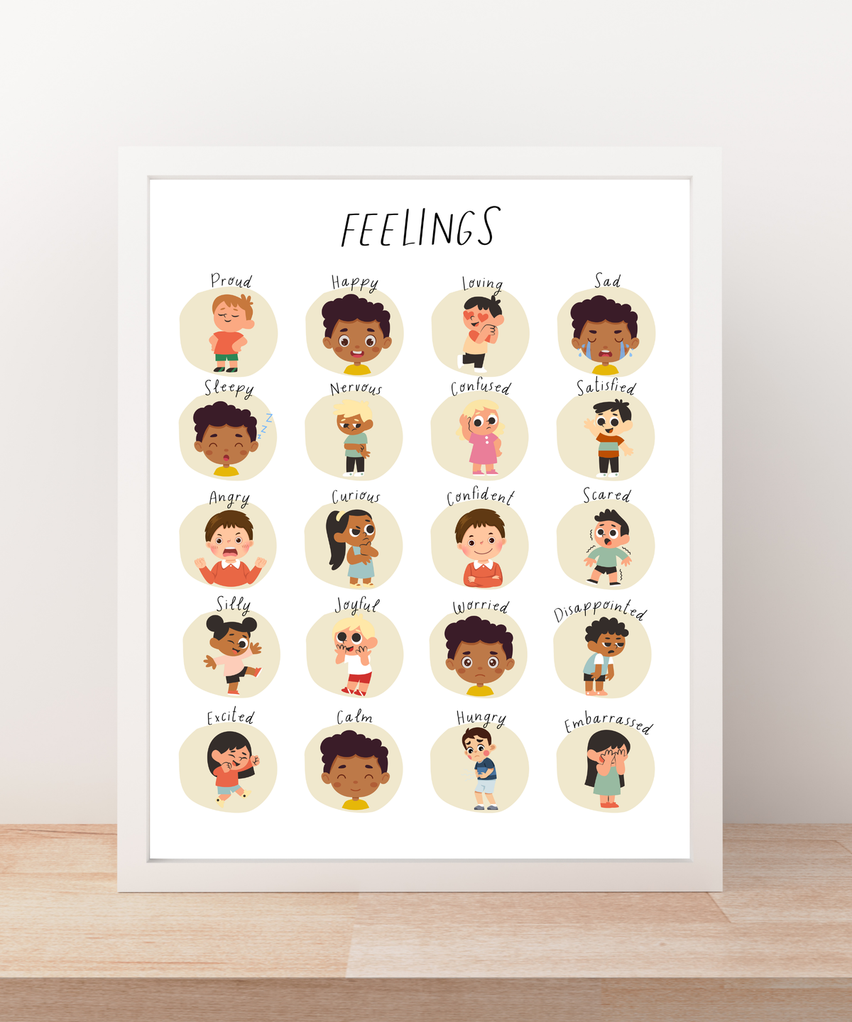 Feelings Chart Poster | Emotional Awareness &amp; Social Emotional Learning Wall Art for Kids