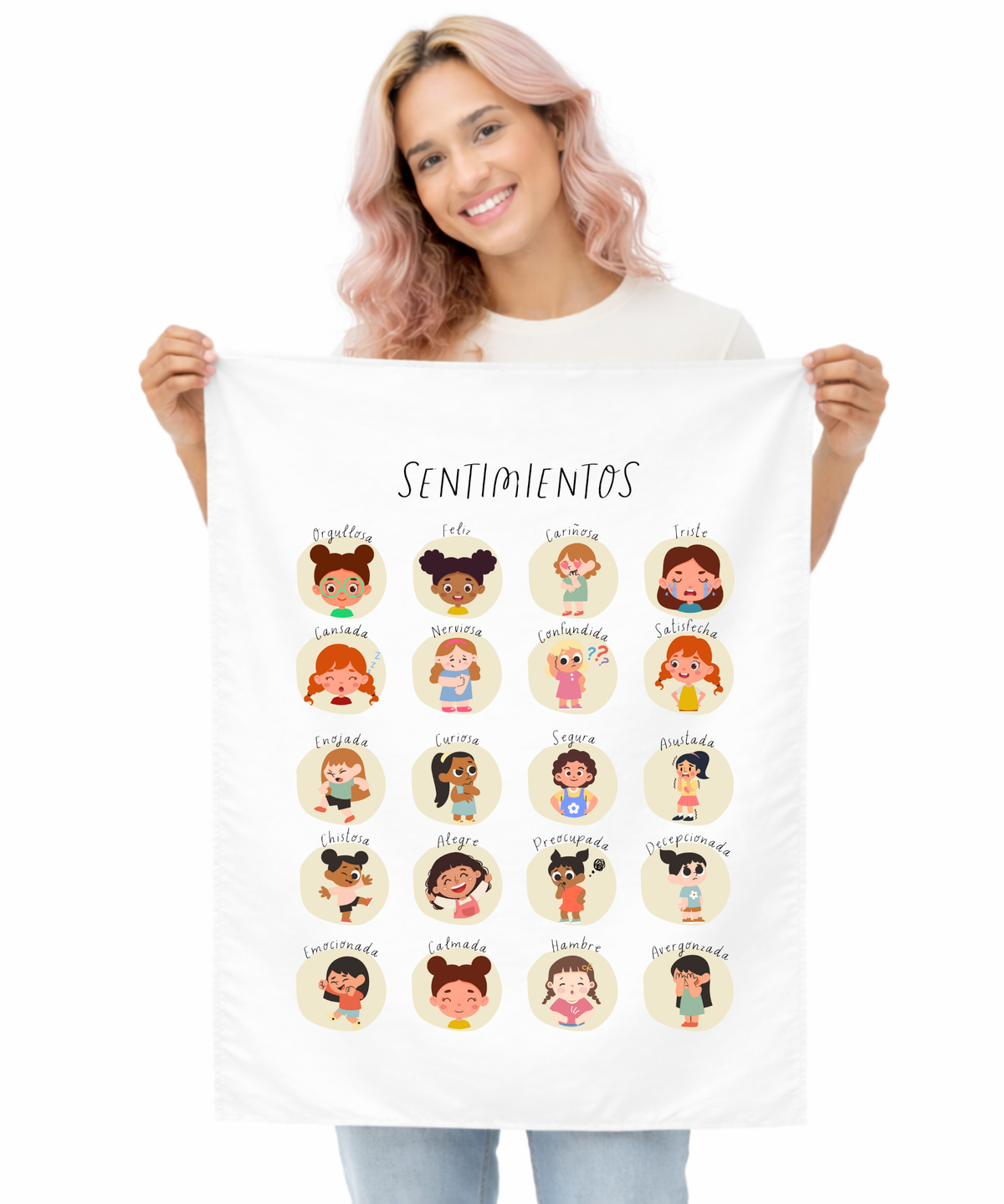 Spanish Feelings Wall Tapestry (Female) – Emotional Awareness & Language Learning Support