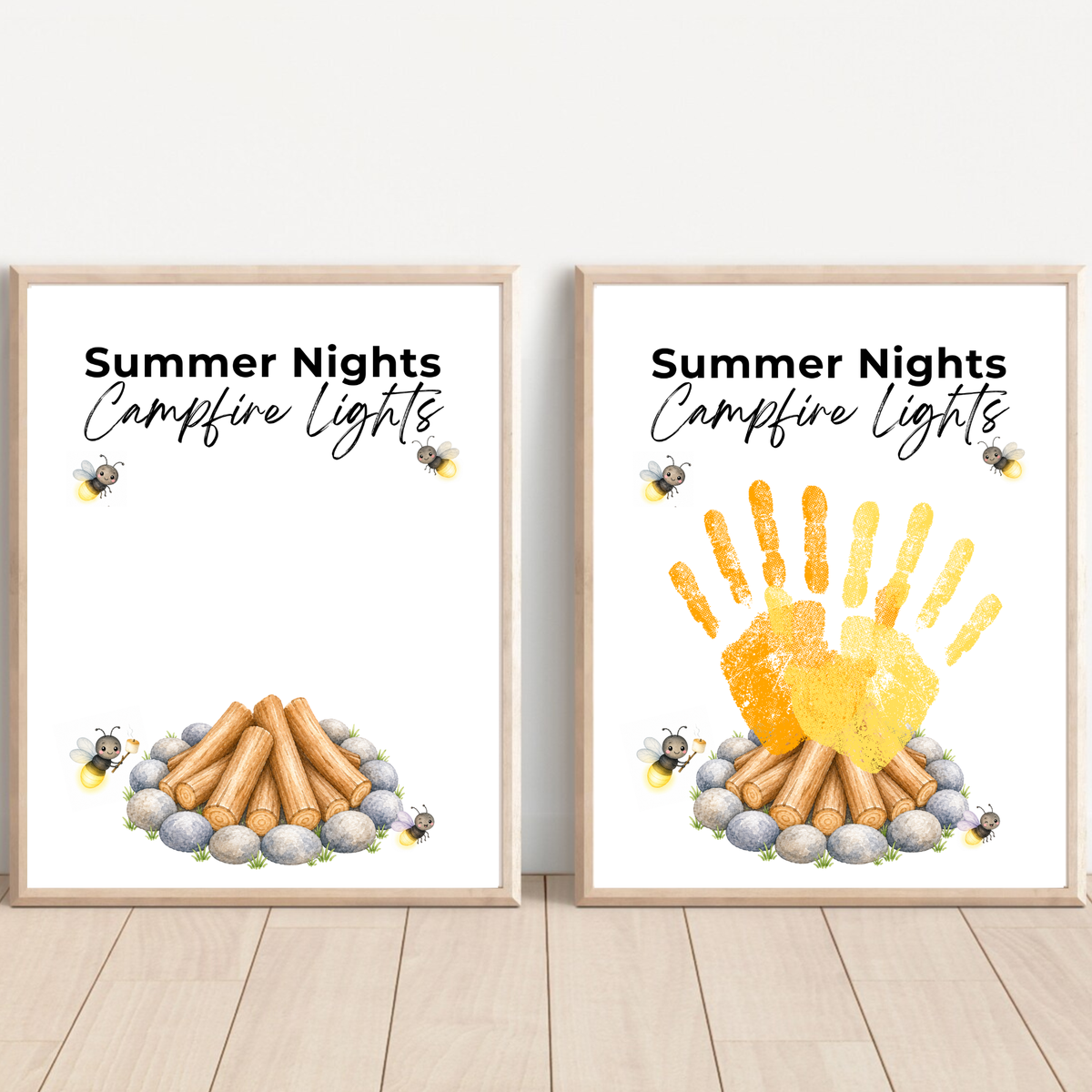 Summer Campfire Handprint Craft Printable | Summer Nights Campfire Lights | Summer Keepsake Activity for Kids | Campfire Handprint Art