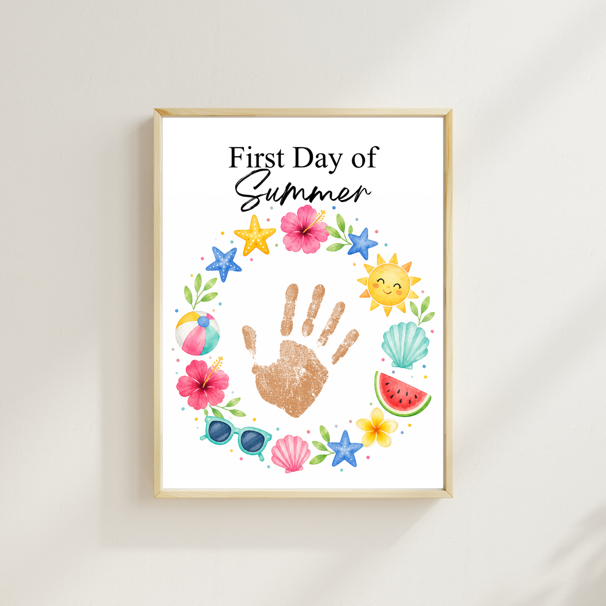 First Day of Summer Handprint Craft Printable | Summer Keepsake Activity for Kids | Preschool Kindergarten Summer Craft
