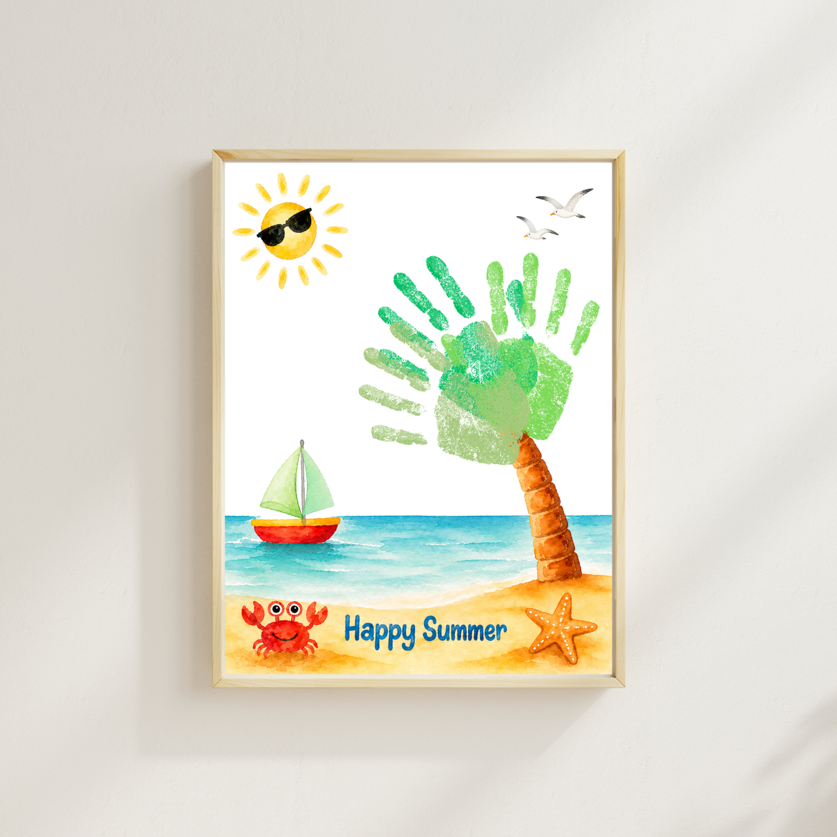Summer Palm Tree Handprint Craft Printable | Beach Handprint Art for Kids | Summer Keepsake Activity | Preschool Kindergarten Daycare Craft