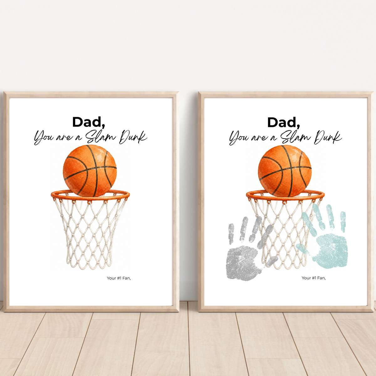 Basketball Father's Day Handprint Craft Printable | Dad You Are a Slam Dunk | Sports Keepsake Gift from Kids | Basketball Handprint Art