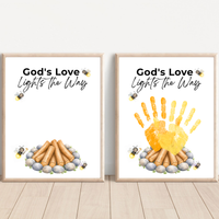 Christian Campfire Handprint Craft Printable | God's Love Lights the Way | Fall & Summer Camp Keepsake | VBS Church Craft for Kids