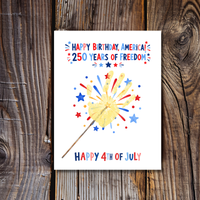 Happy Birthday, America! 250 Years of Freedom Handprint Sparkler Craft Printable | Christian 4th of July Keepsake