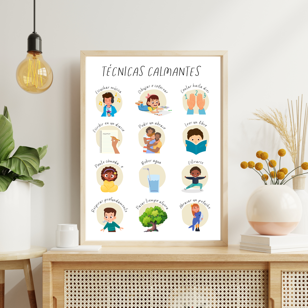 Spanish Feelings & Calming Techniques Digital Print Set of 2 | SEL Classroom Wall Art Printable | Social Emotional Learning Calm Down Corner | Instant Download Bundle