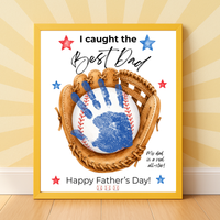 Baseball Father's Day Handprint Craft Printable | I Caught the Best Dad | Baseball Keepsake Gift from Kids | Sports Handprint Art for Dad