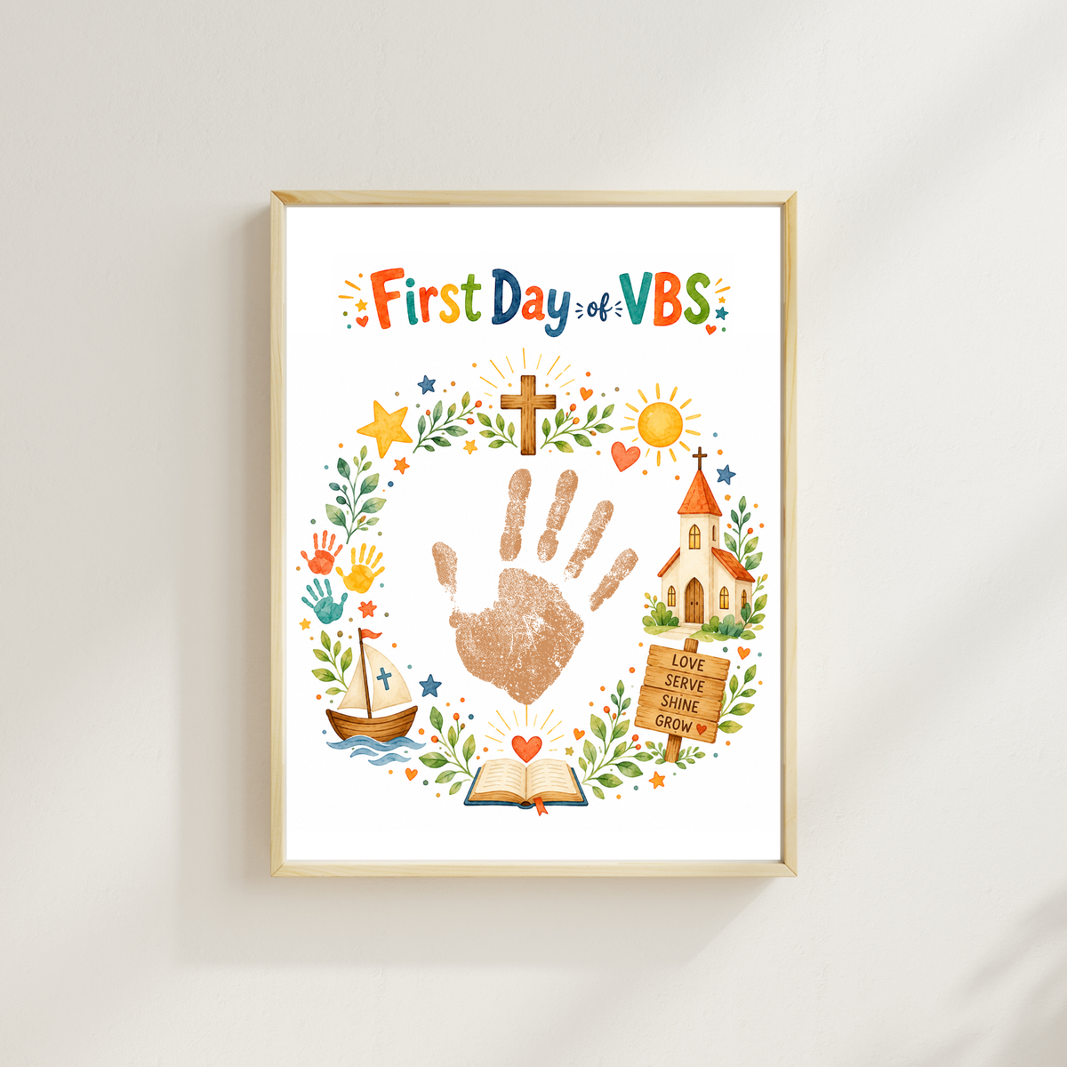 First Day of VBS Handprint Craft Printable | Vacation Bible School Keepsake | Christian Summer Church Activity
